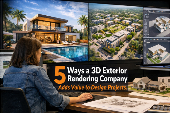 5 Ways a 3D Exterior Rendering Company Adds Value to Design Projects